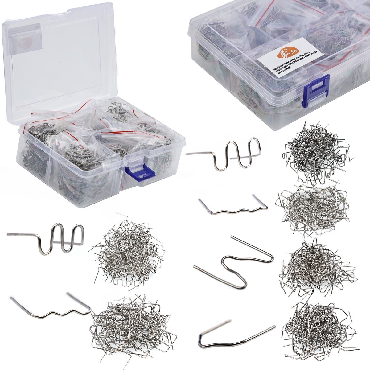 Rosfix Nietjes Set voor Plastic - 6 Types 1200 Stuks - Stalen Draad Ø0,6/0,8mm