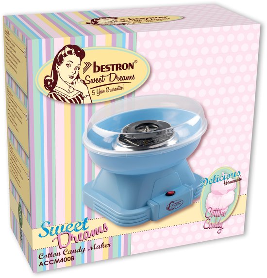 Bestron Suikerspinmachine - Sweet Dreams Collectie - met 10 stokjes & maatlepel - Blauw — afbeelding 5