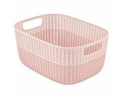 BOECK opbergmand en wasmand 15 Liter – Kleine Wasmand met Handgrepen – Kunststof Opbergmand – Roze