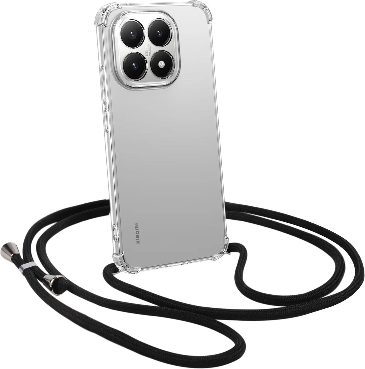 Transparant Hoesje met Koord Geschikt voor Xiaomi 15T - Case Schokbestendig TPU - Shockproof Back Cover met Ketting - Doorzichtig