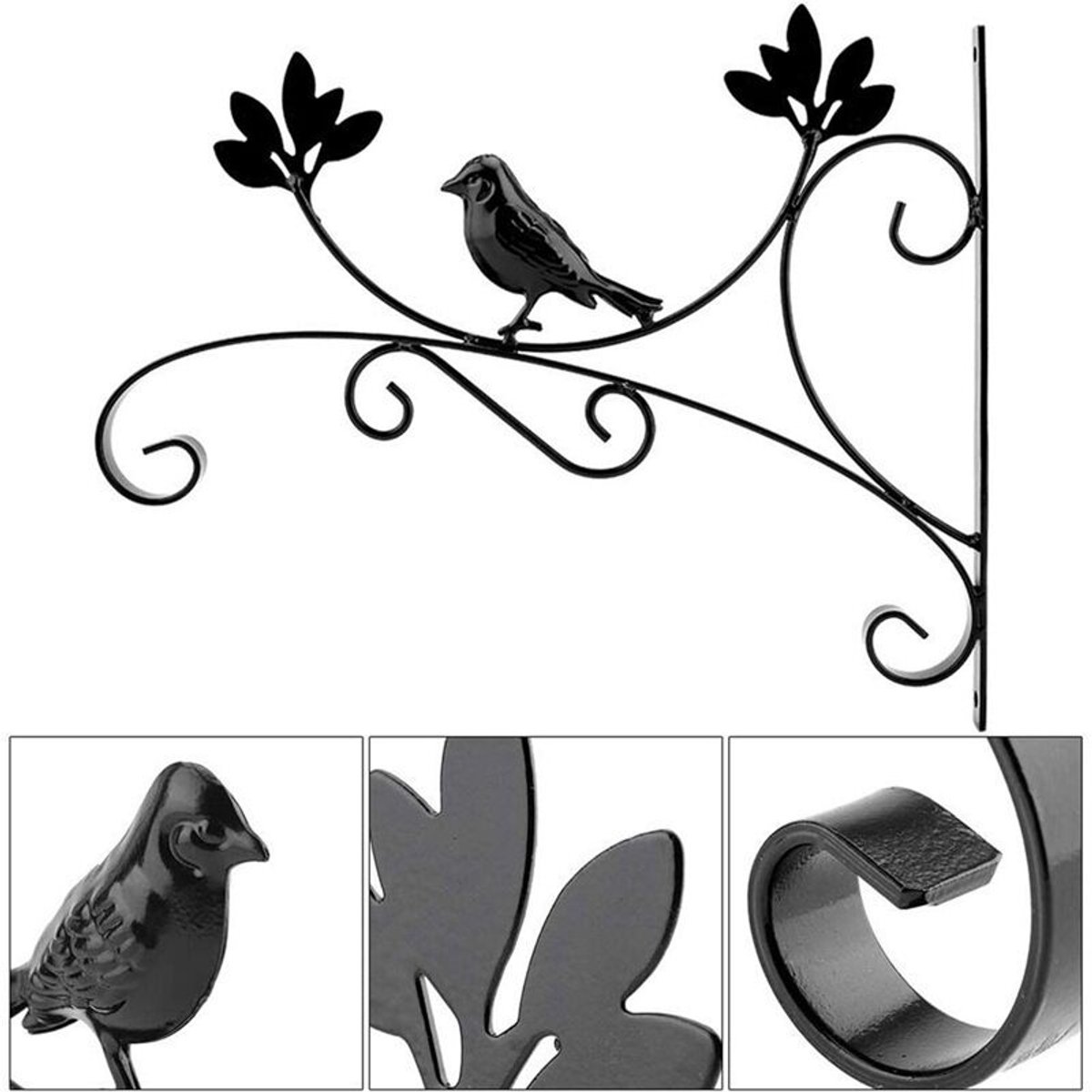Zwarte, vogelvormige hangmand geschikt voor geschikt vooralen beugel, geschikt voor tuinbalkons.