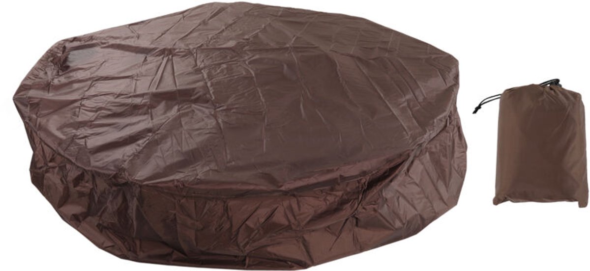 Stofhoes geschikt voor tuinmeubelen, ronde zilverkleurige polyester taft badkuiphoes, waterdicht, 190x30 cm, koffiekleur.