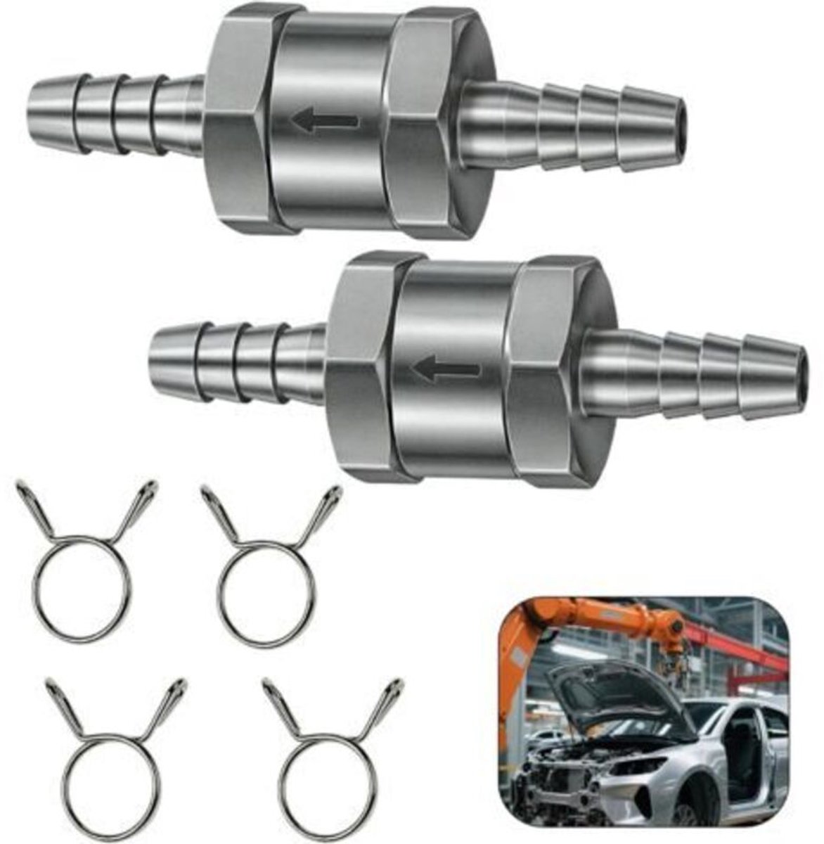 Brandstofterugslagklep van 8 mm aluminiumlegering, geschikt voor brandstofregelsystemen in auto's, schepen en motorfietsen (2 stuks)