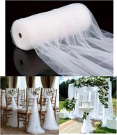 Trouwgordijnen - 30*5000cm - Luxe Tule Decoratie Rol - Gordijnen voor een trouwboogl - Witte Polyester Tule Stof - Achtergrondgordijnen - Decoratiestof voor een trouwboog - Trouwdecoraties - Lichtgewicht - Voor Bruiloft, Feest & Decoratie - Wit