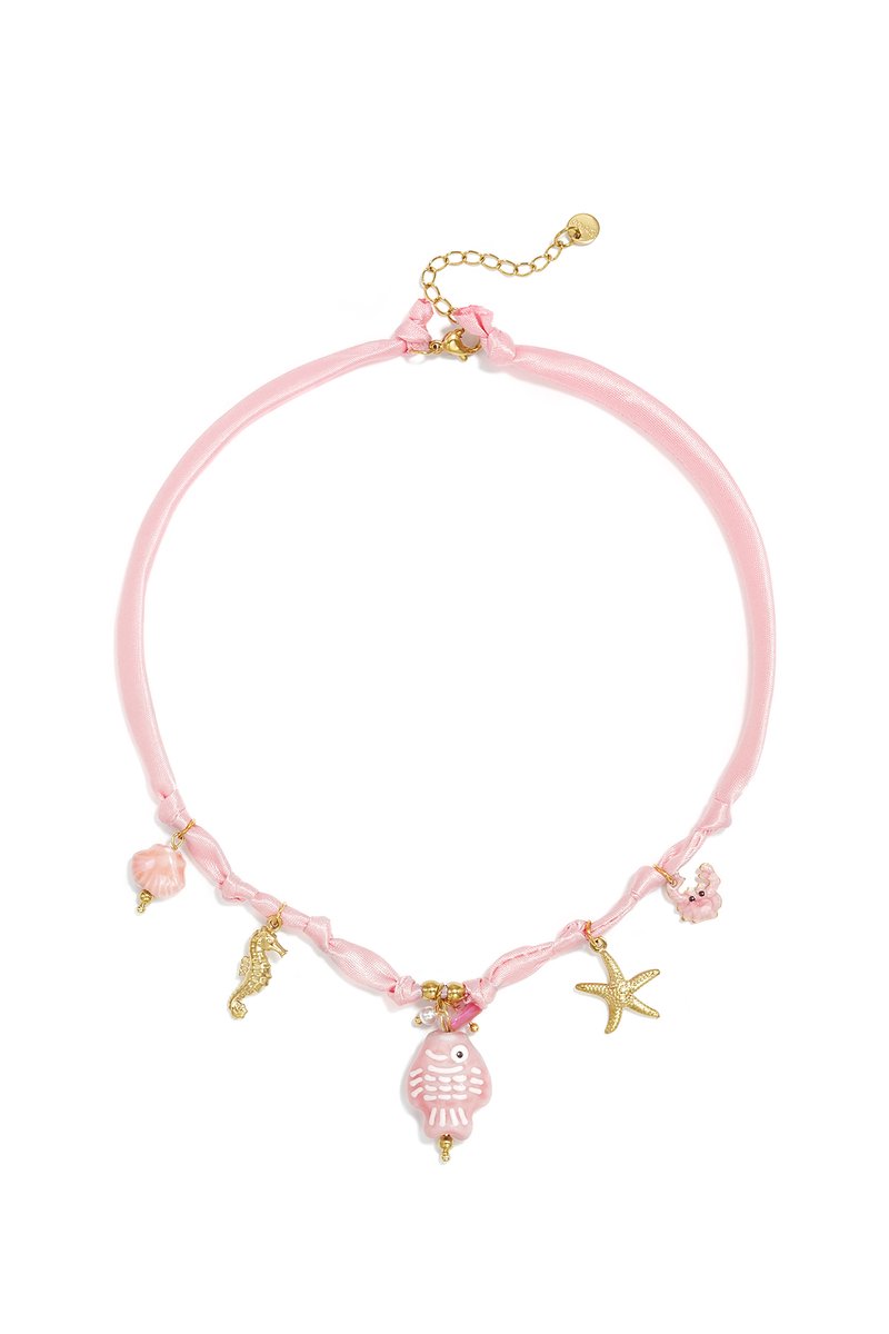 Gevlochten Ketting met Vismotief – Vacation / Beach Romantic Series - Roze