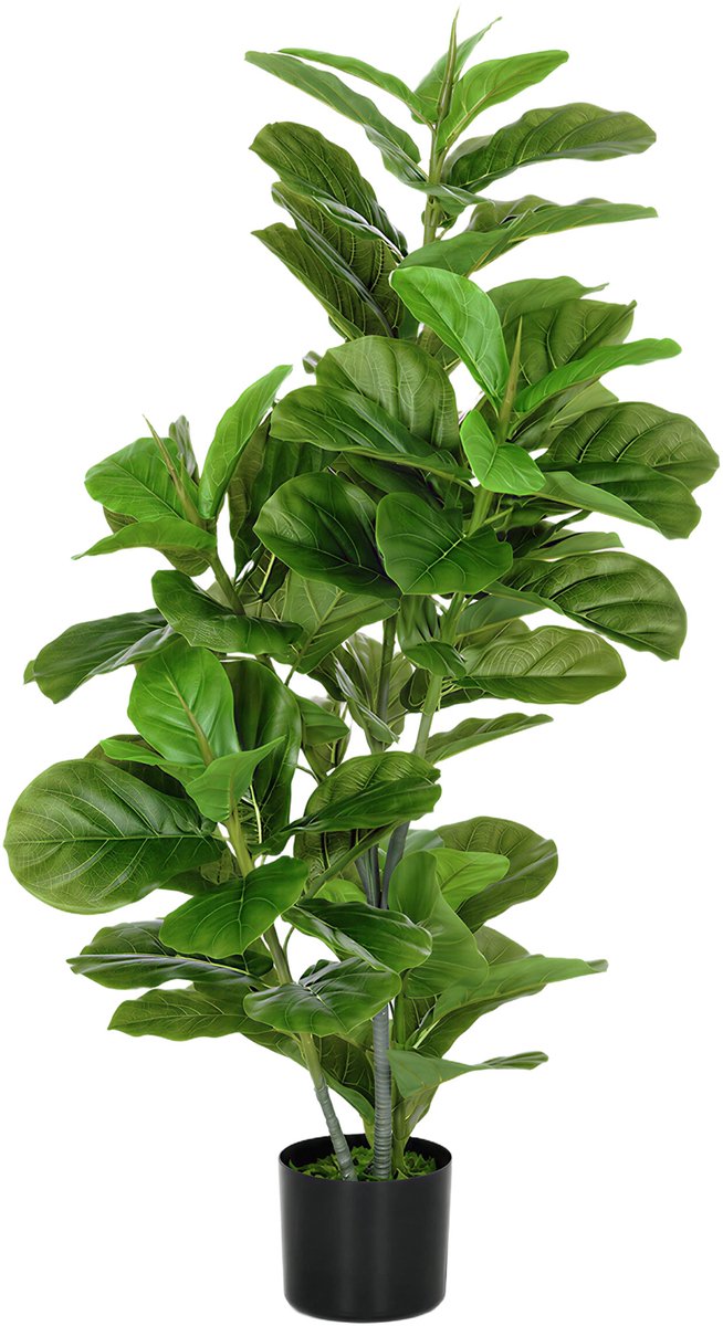 Homcom Kunstplant - Kunstficus - Kunstboom met Pot - Groen