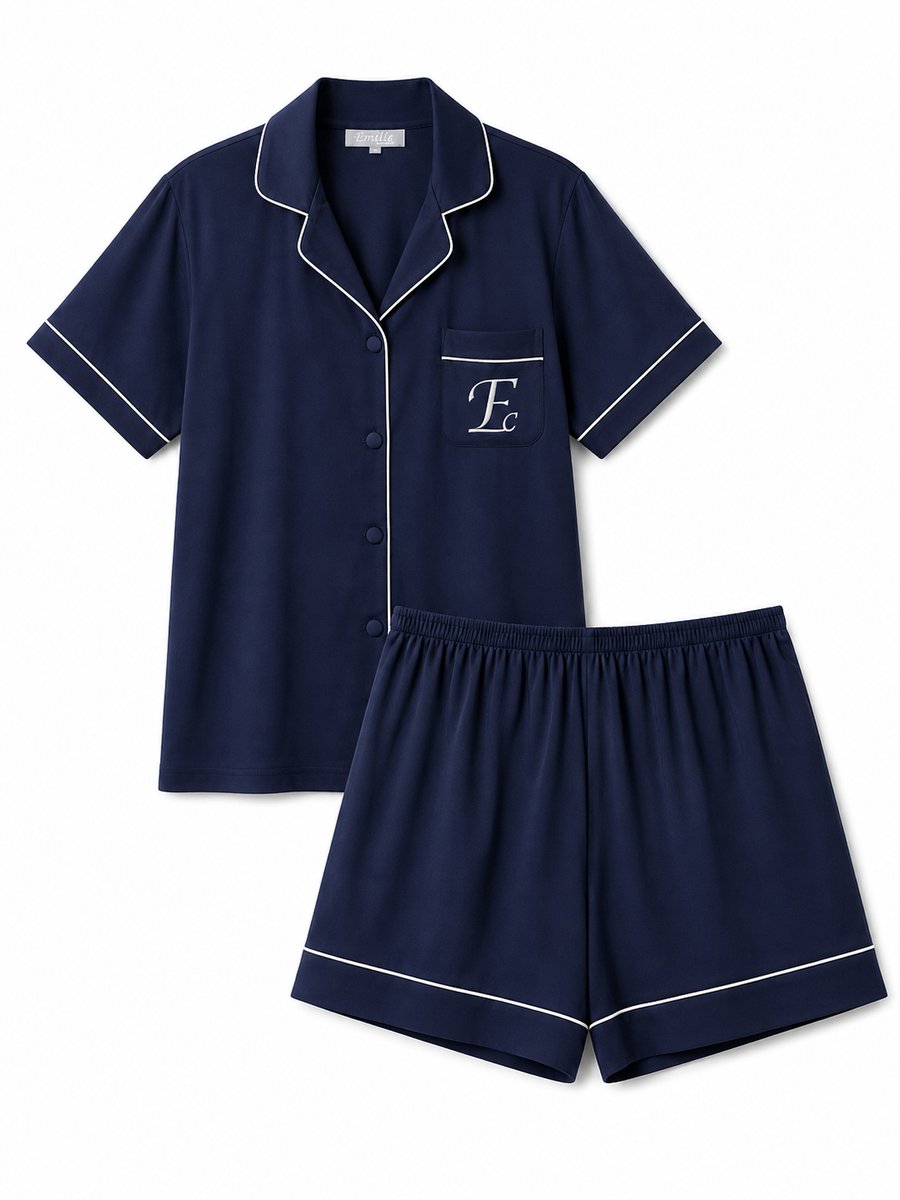 Emilie collection - Pyjama - shortama - Marineblauw - Pyjamaset