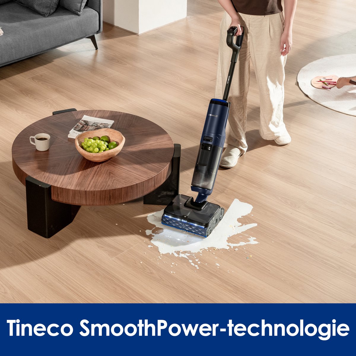 Tineco Floor One S7 Max Pro - Nat en droog stofzuiger en dweil - Smart-Sensing StreakFree schraper - HydroBurst - 85℃ Sneldroogtechnologie - 45dB(A)* Geluidsarm drogen - 60 Min accu - Triple-Sided Edge Schoonmaak routine - 180° Lay-Flat – foto 7