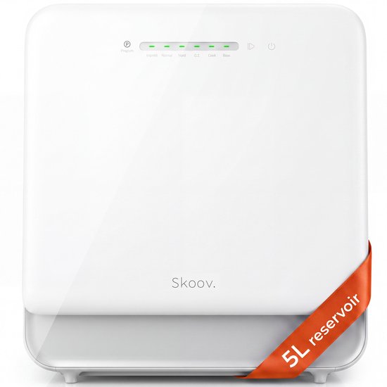 Skoov Mini Vaatwasser met waterreservoir - 5 couverts - 6 wasprogramma's - Extra stil - Kleine smalle vrijstaande afwasmachine - Camping - Wit