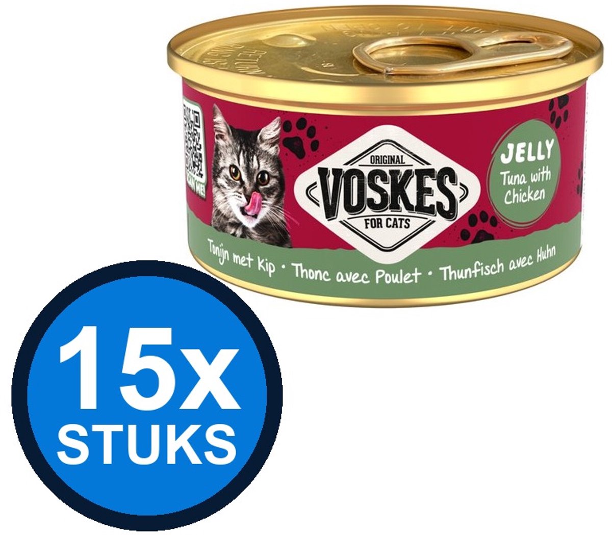 Voskes Voskes Gelei Tonijn & Kip - Kattenvoer - Blik 85g