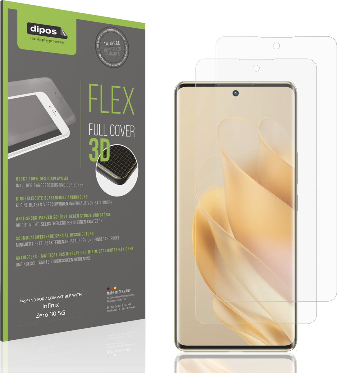 dipos FLEX – 2x Matte Screenprotector geschikt voor Infinix Zero 30 5G | Volledige Schermbescherming | Case-Friendly
