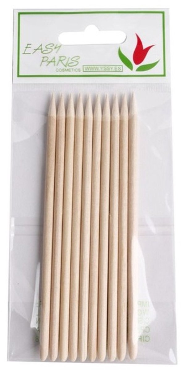 Easy Paris Cosmetics - Houten Manicure / Pedicure Stokjes - Punt en Afgeschuind - Lengte 11 cm - In blisterverpakking