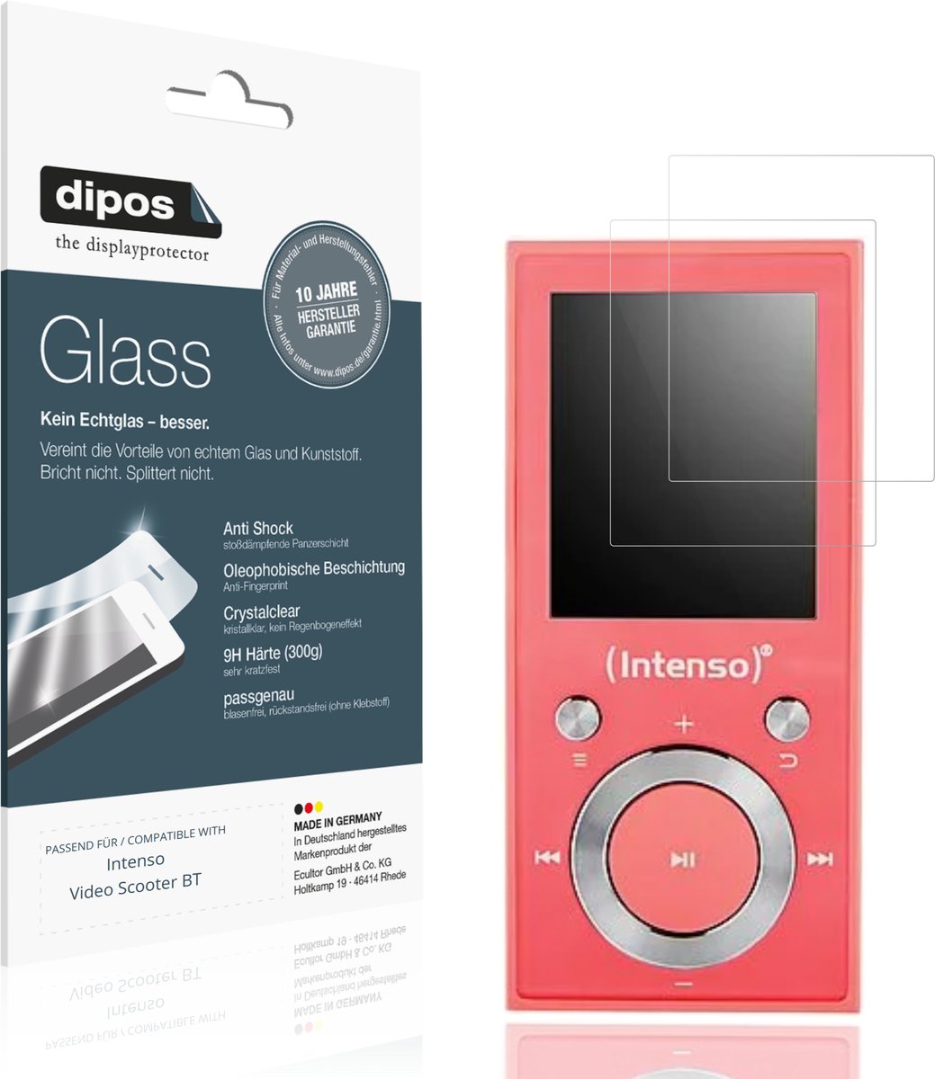 dipos – 2x Pantserfolie geschikt voor Intenso Video Scooter BT | 9H Screenprotector
