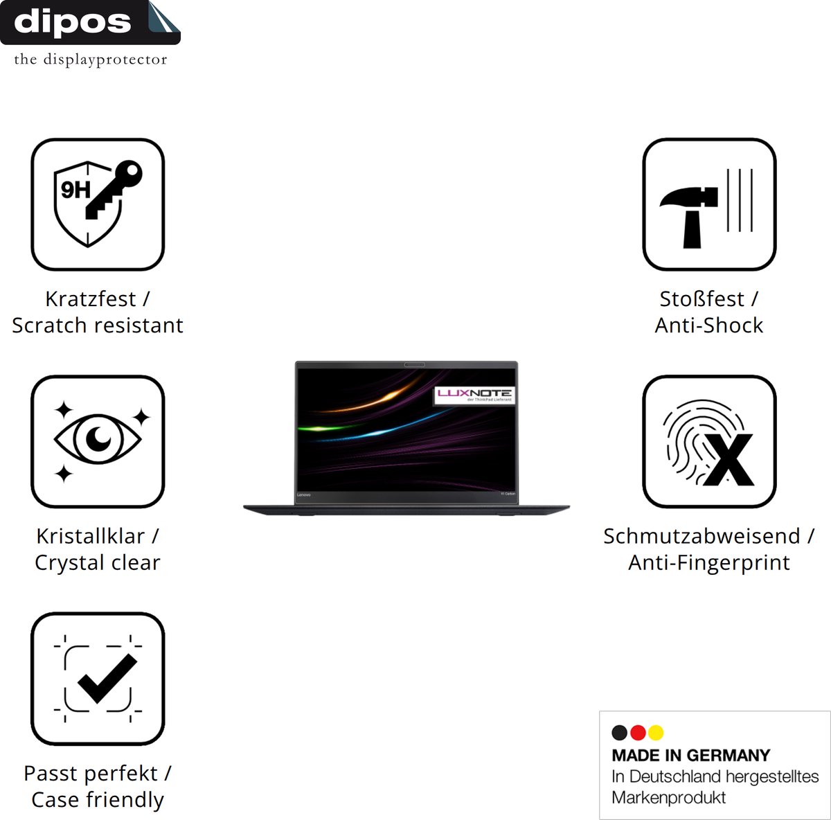dipos – 2x Pantserfolie geschikt voor Lenovo ThinkPad X1 Carbon Gen 6 | 9H Screenprotector