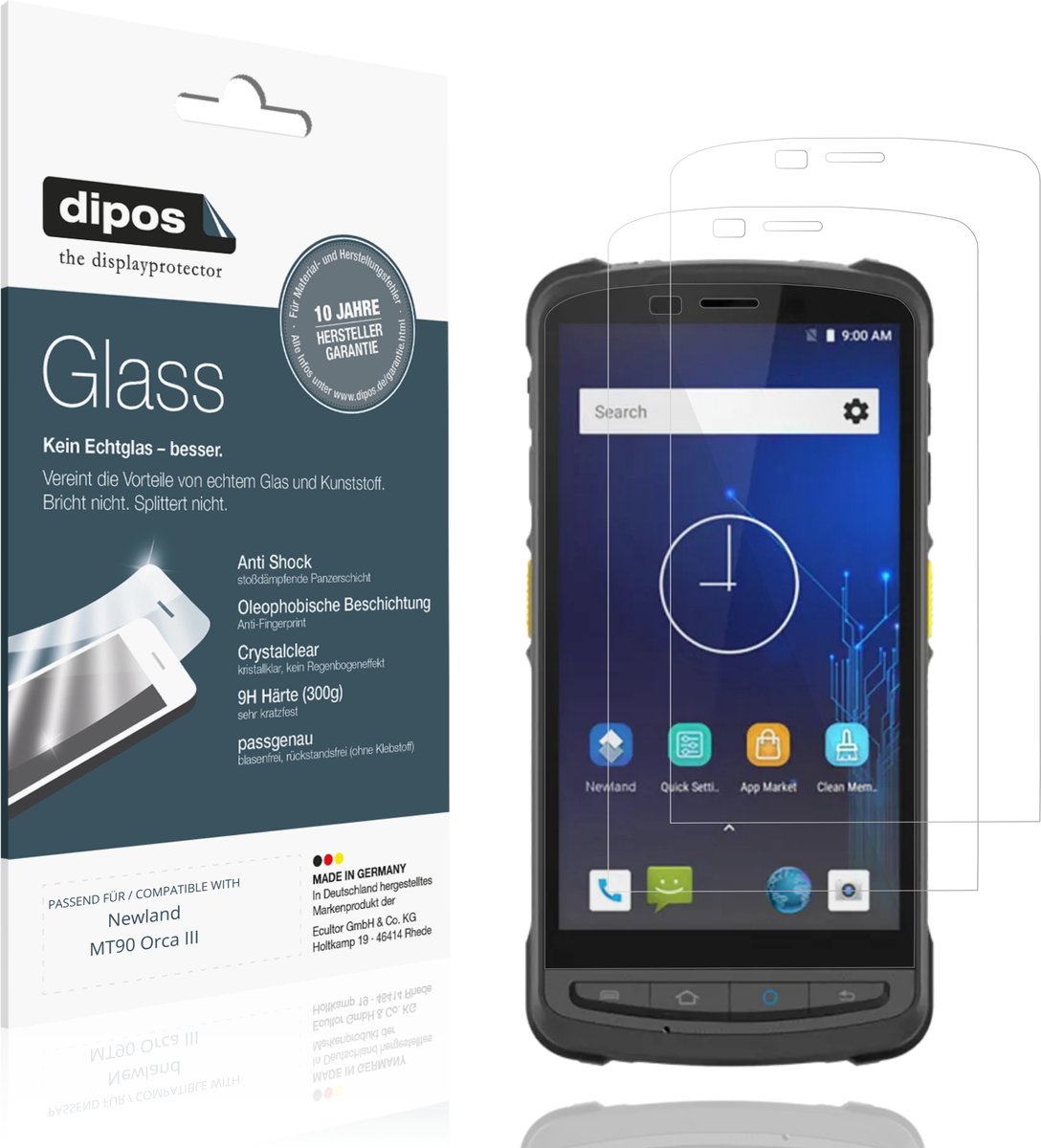 dipos – 2x Pantserfolie geschikt voor Newland MT90 Orca III | 9H Screenprotector