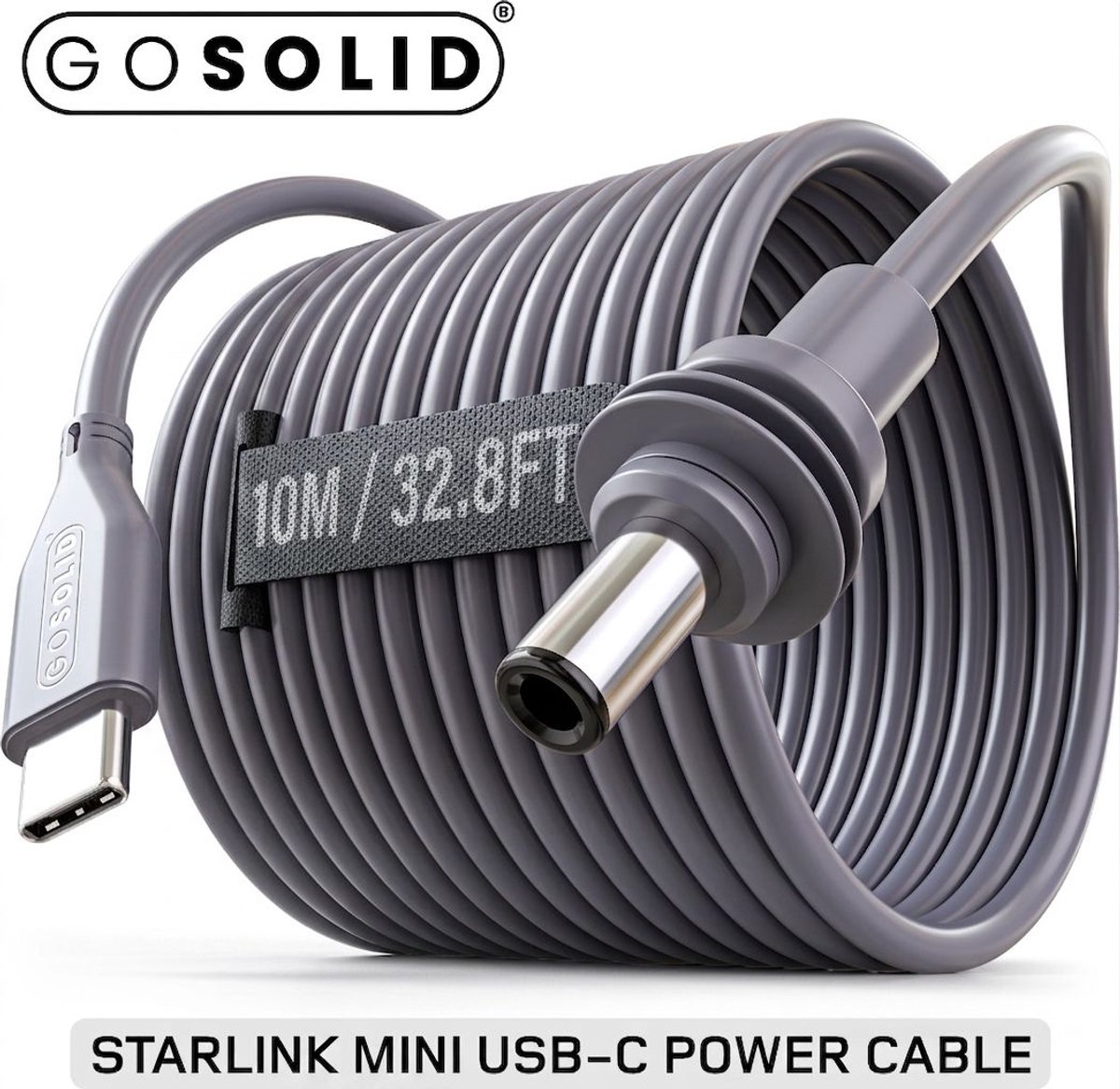 GO SOLID! USB-C naar DC Stroomkabel - Geschikt voor PD-stroombronnen en Starlink Mini - 10M