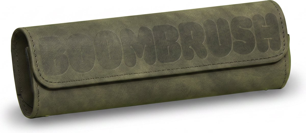 BOOM Travelcase - Vegan Leer - Opbergetui voor Elektrische Tandenborstel - 21x6x3,5 cm - Magneetsluiting - Waterafstotend - Groen