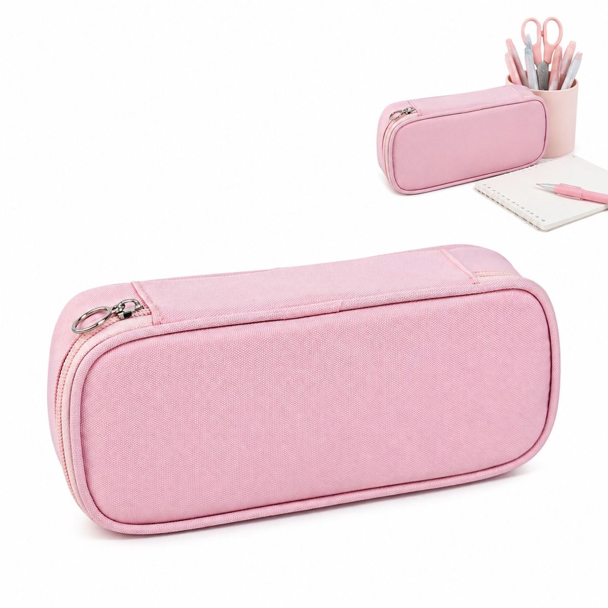 VHV - Etui - Grote Etui - 22x5.5x10 cm - Ruime Pennenzak met Elastische Penhouders - Multifunctionele Etui voor School & Kantoor - Duurzaam Design - Roze