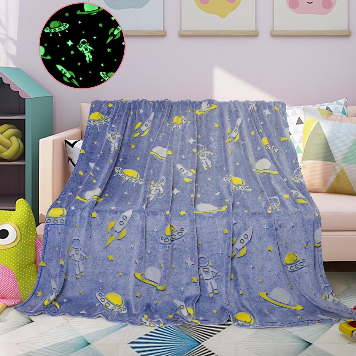 Solidchoice - Glow in the Dark Astronaut Dekentje voor Kinderen