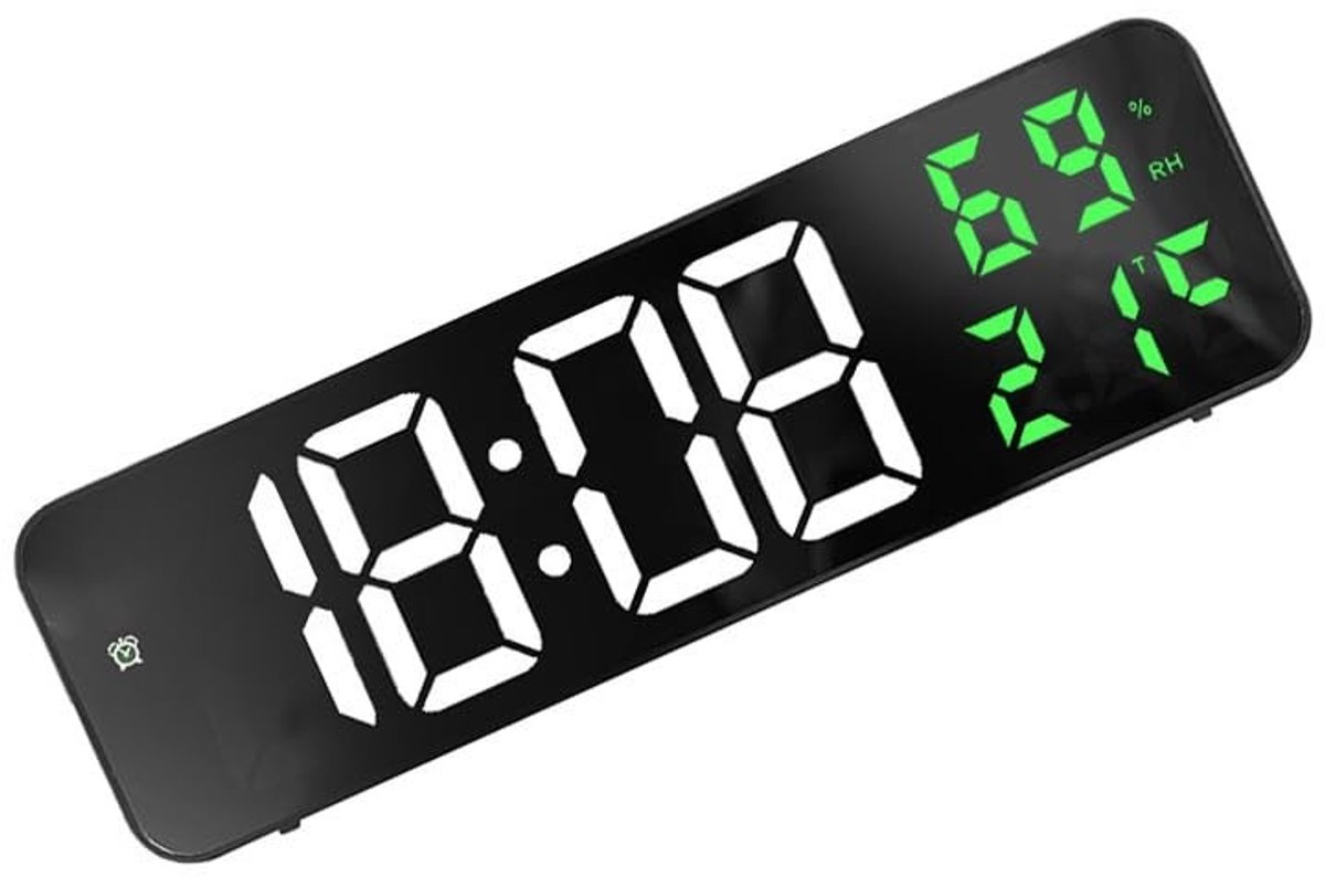Solidchoice - Grote Digitale Wandklok met Spiegel LED-Display