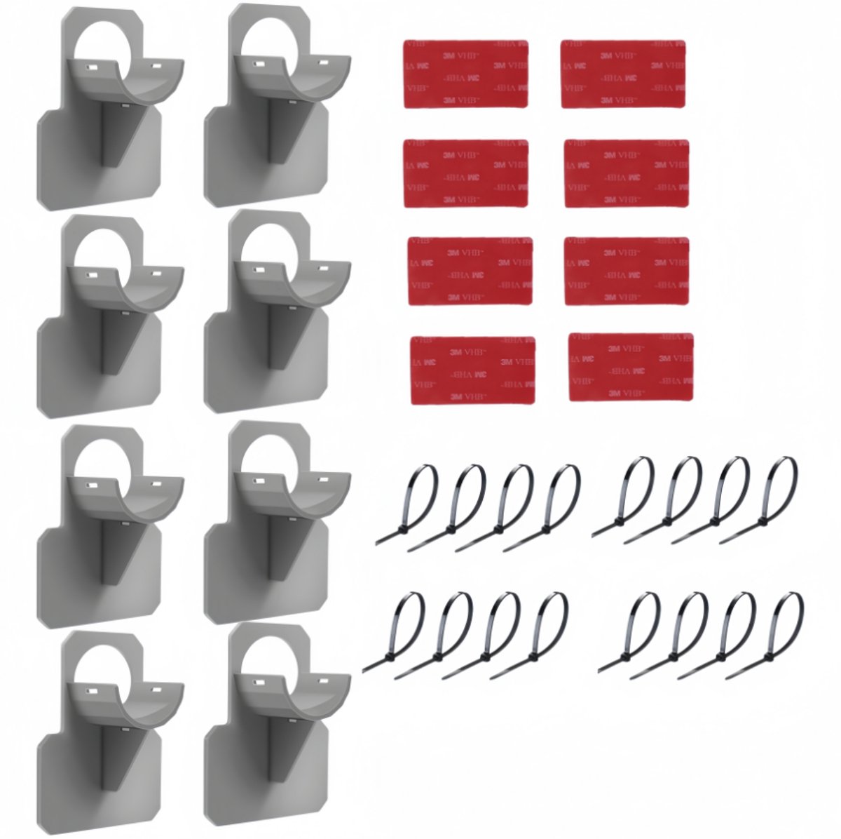 8 stuks zwembadslanghouders-zwembadbuishouders, zwembadslangaccessoires met anti-lek-anti-scheur- en anti-rekfunctie-8 zelfklevende achterkantjes en 16 kabelbinders (30-37 mm)