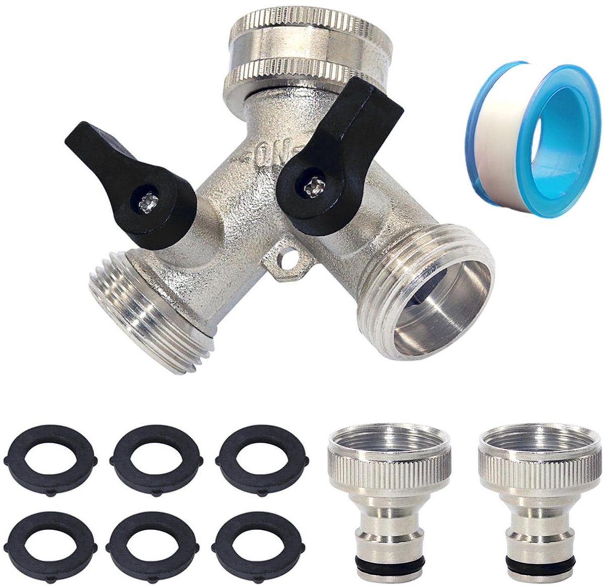 Solidchoice - 2-Weg Waterdistributeur met Kogelklep, 3/4 Inch