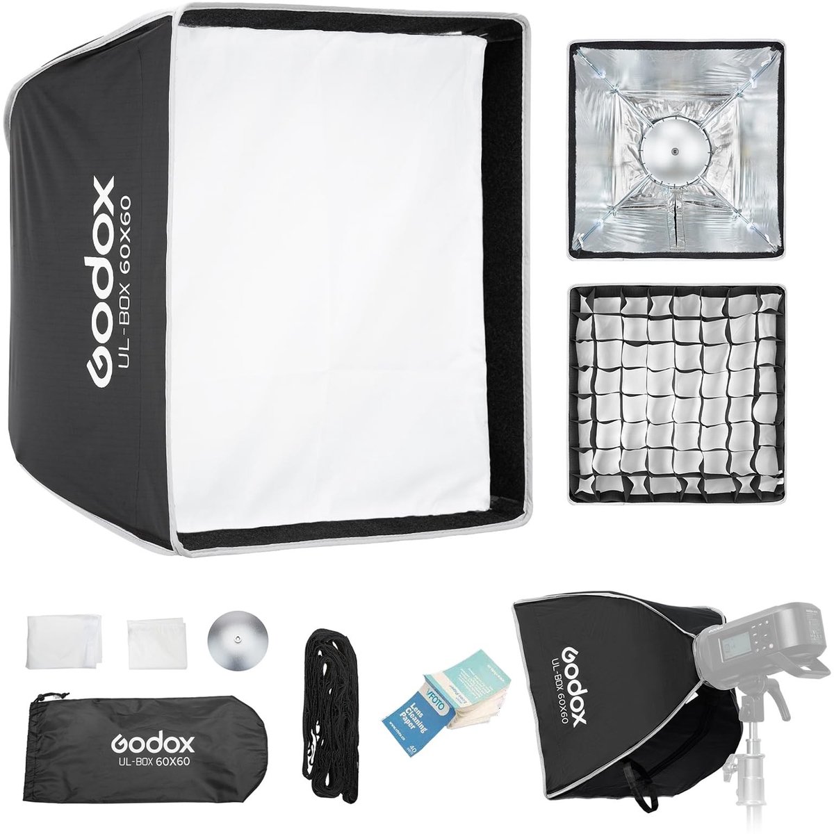 Solidchoice - Vierkante Softbox met Snelle Bevestiging voor Studio Lampen