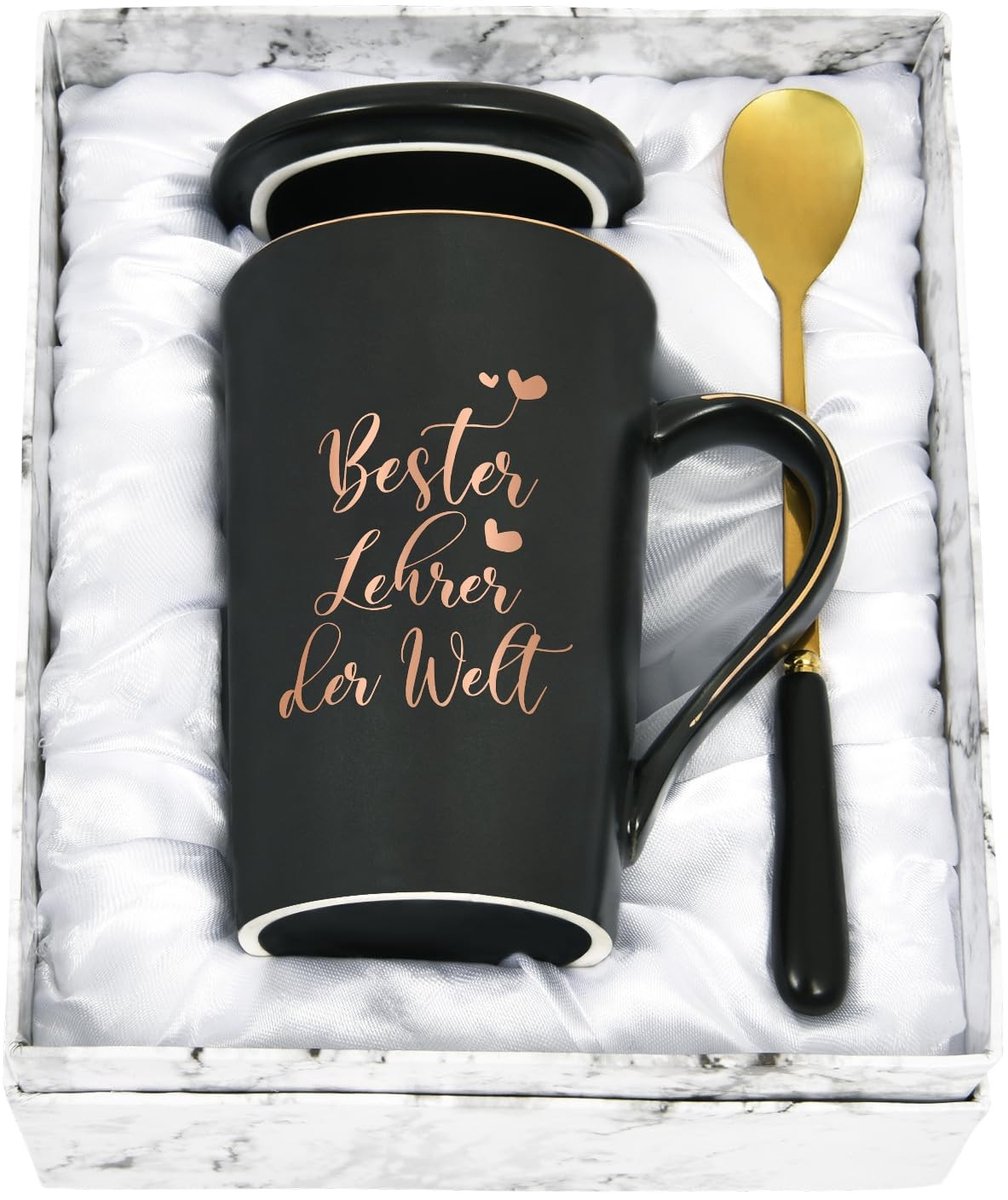 Solidchoice - Zwarte Koffiemok 400ml met Bedrukking voor Leraren