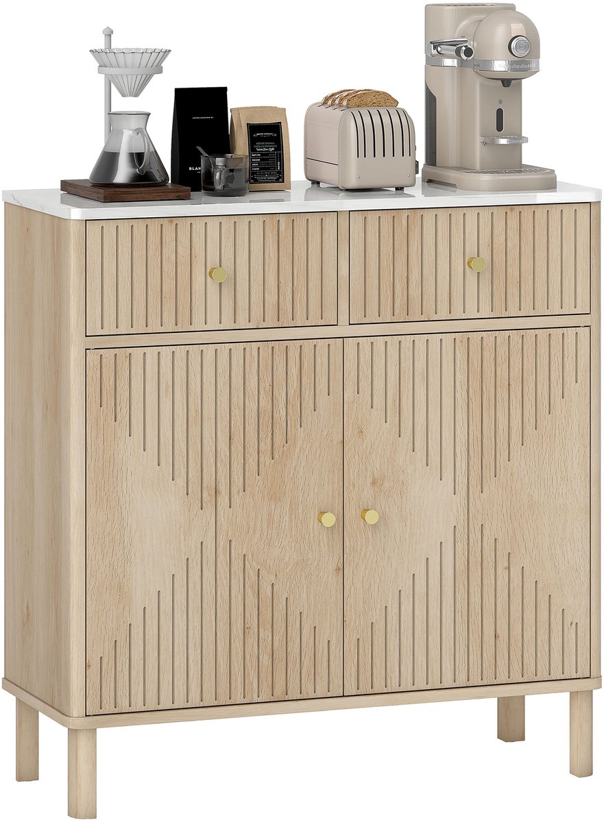 HOMCOM Dressoir - MDF - 77x30x80cm - Eikenhout