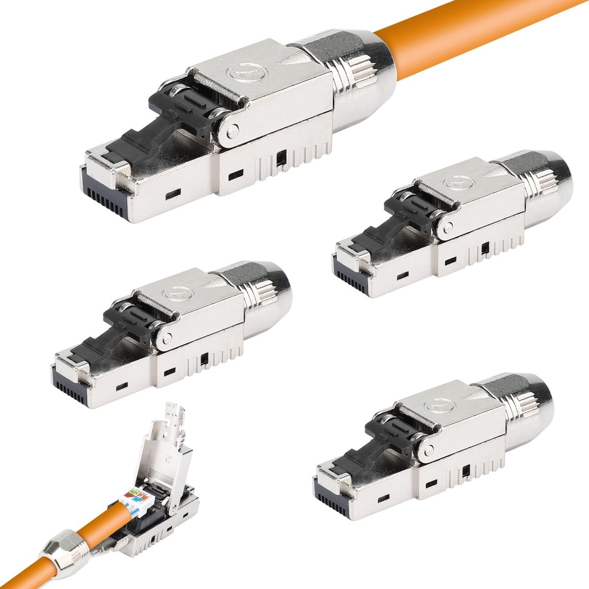 Solidchoice - Pack van 4 CAT 7 RJ45 Plugs, 10Gbps Netwerk Plug voor Ethernet Kabel