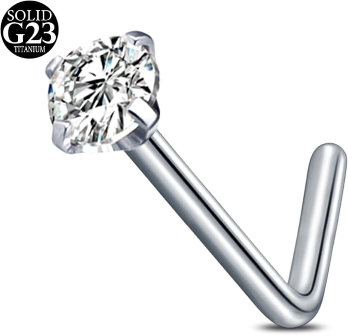 Solidchoice - Titanium Neus Stud met Diamant