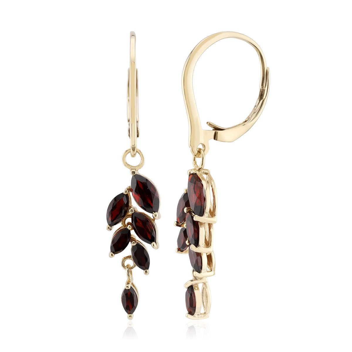 Cavill - 925 Sterling Zilver Oorbellen met 1,636 ct Marquise Mozambique Granaat - Goudverguld - Elegante Rode Edelsteen Sieraden