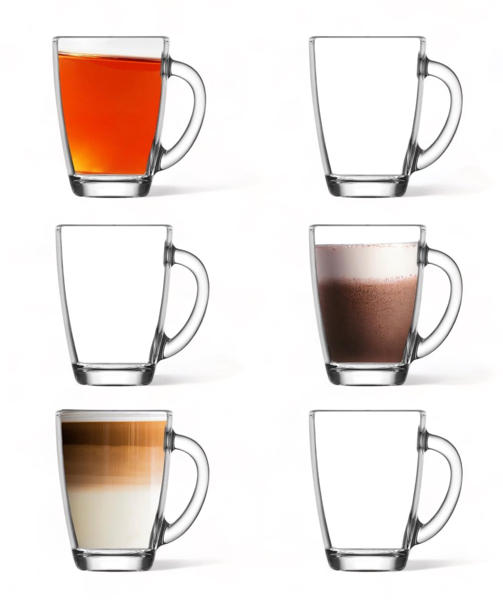 Solidchoice - Set van 6 Latte Glazen met Handvat 250ml