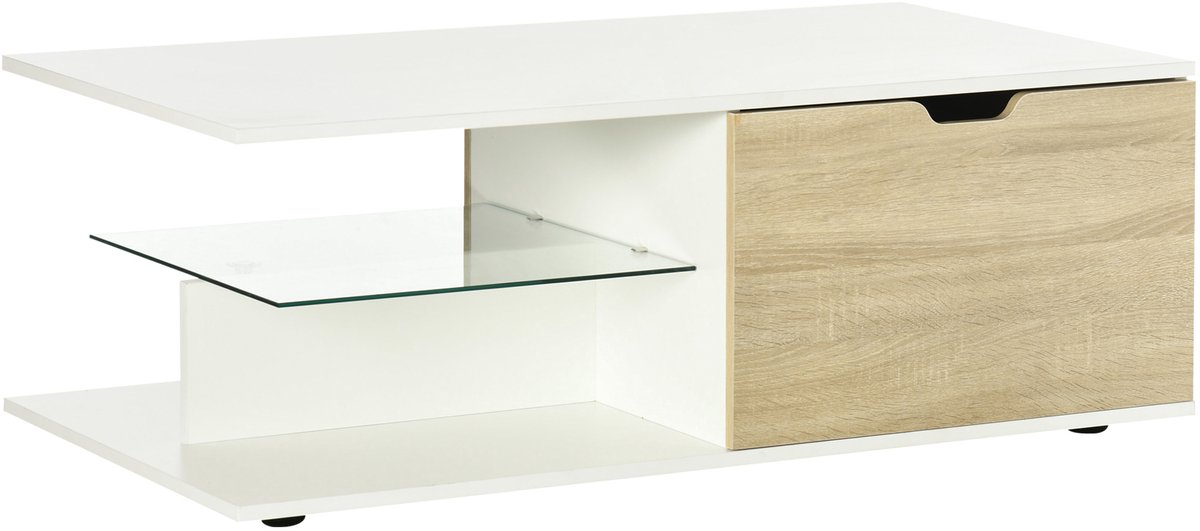 HOMCOM Salontafel - Spaanplaat - 106x58x39cm - Wit