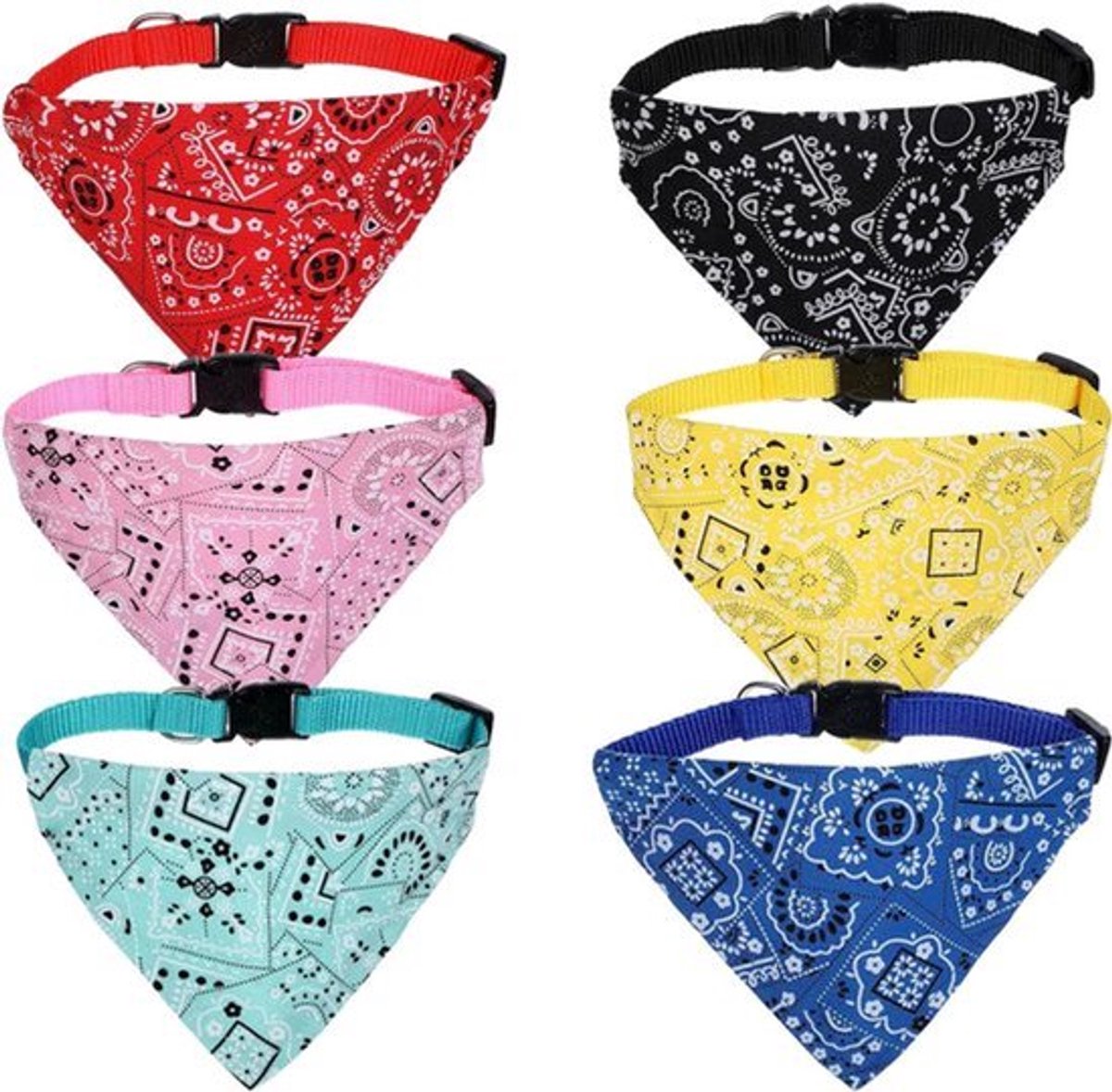 Verstelbare Hondenhalsdoek voor Katten en Honden - 6 Kleurenset | Veilig en Duurzaam | Geschikt voor Maat S en M | Ideaal voor Dagelijks Gebruik
