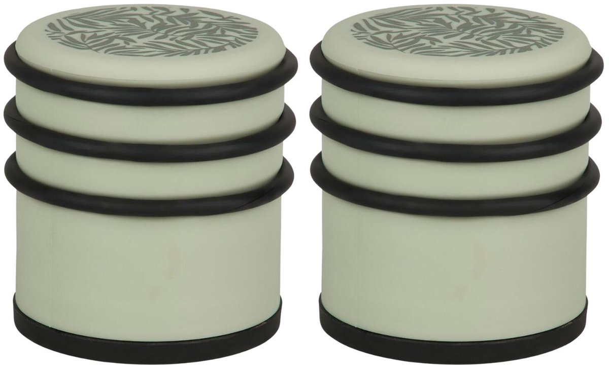 Cogex Deurstopper - 2x - groen - mandala design - rubber - D7,5 x H8 cm