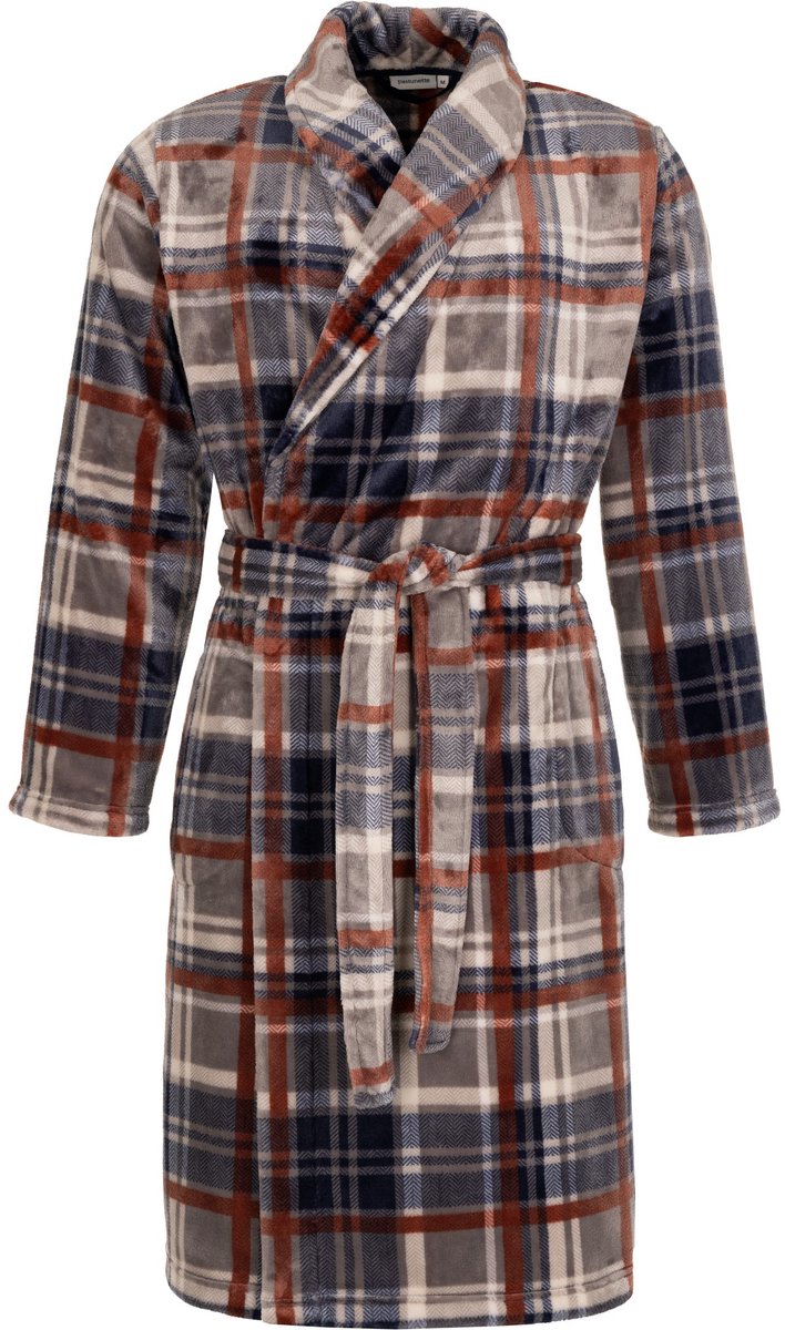 Pastunette - Badjas - Urban Essence - Fleece - Grijs geruit - Maat S