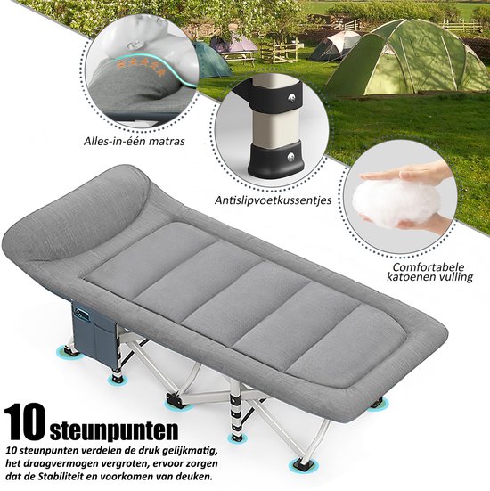 CALIYO Veldbed voor Vissen - Campingbed - Opvouwbaar Logeerbed met Kussen - 200x80 cm - tot 200 kg - Bedchair voor Karpervissen, Kamperen & Logeren van CALIYO — afbeelding 2