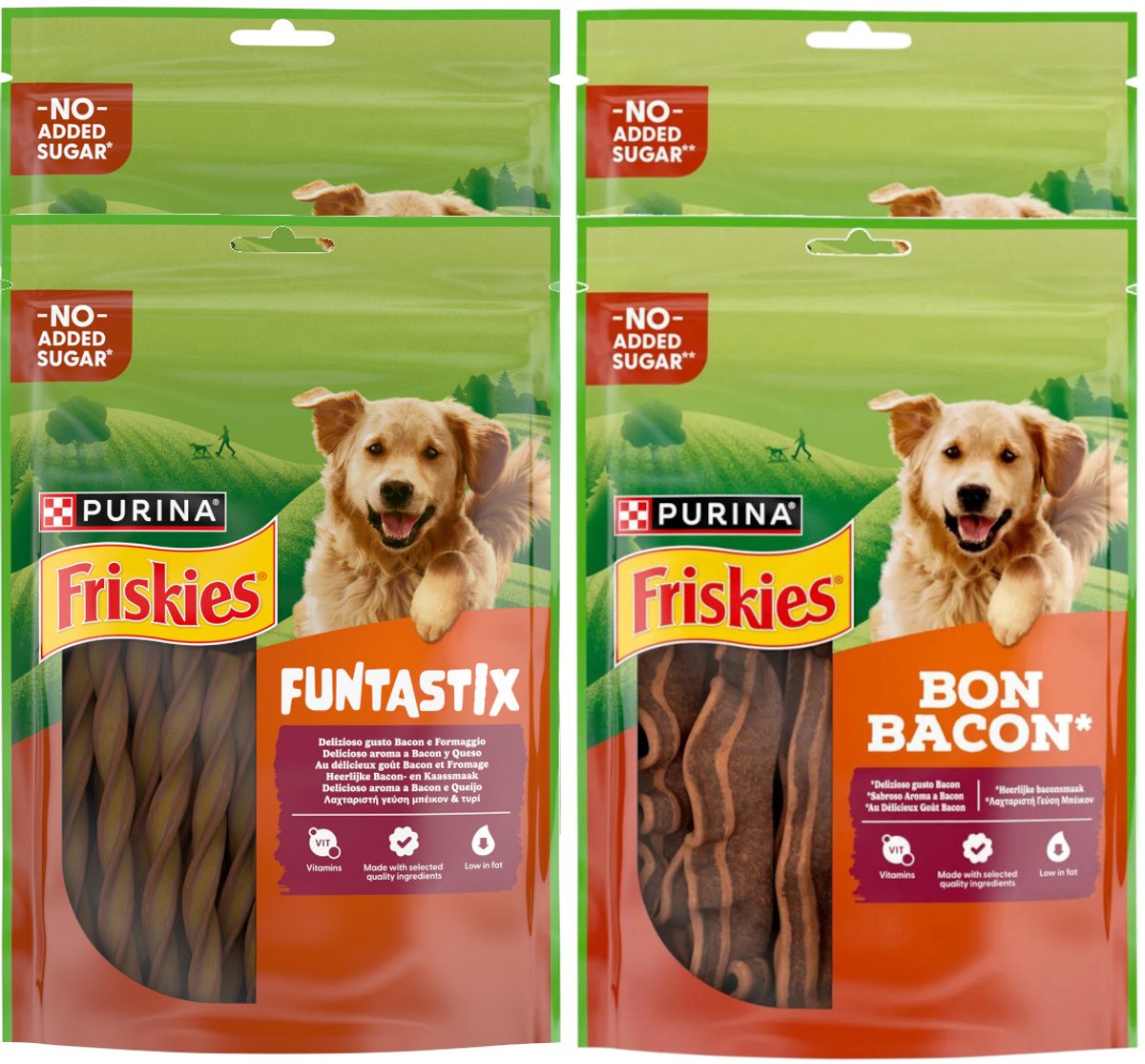 Purina Friskies Funtastix & Bon Bacon - Mixverpakking - Hondensnack - 350g (2x175g) + 240g (2x120g)