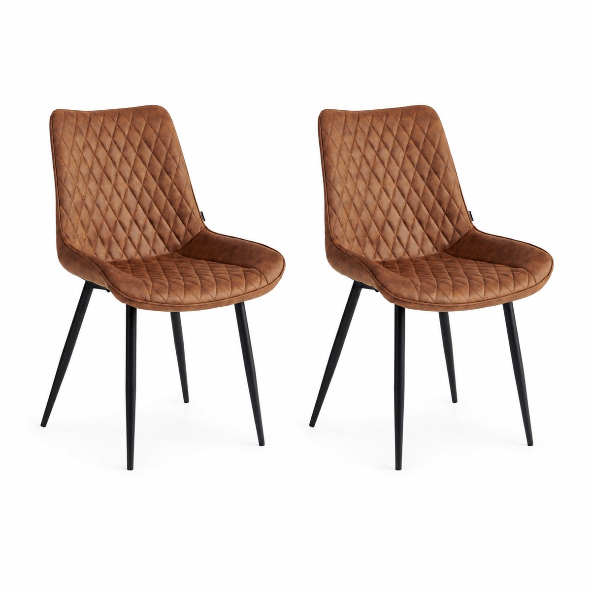 Colenis - Adama Eetkamerstoel - Set Van 2 - Cognac - Microfiber - Industrieel