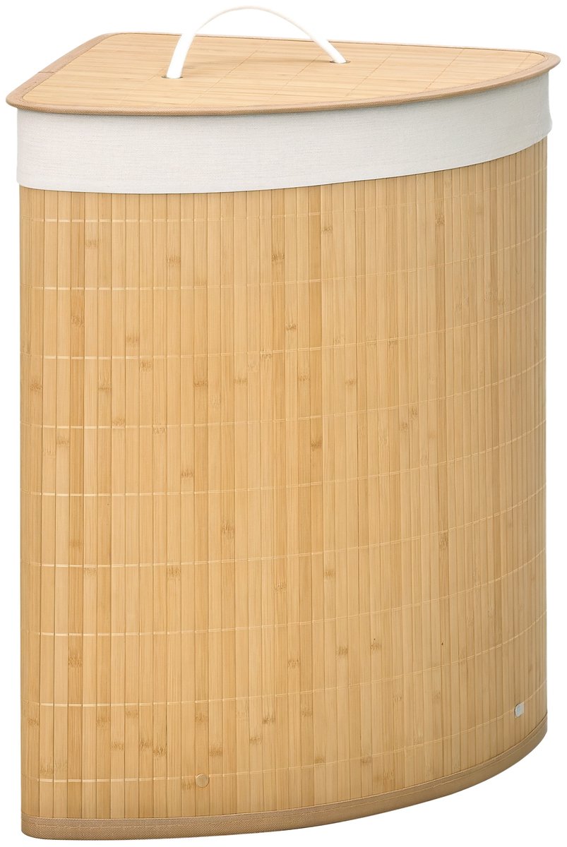 HOMCOM Wasmand - Bamboe - 38x38x57cm - Natuurlijk Hout
