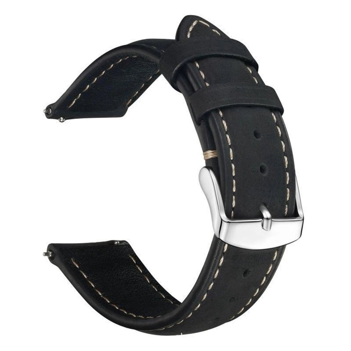 Casalora – Leren Horlogeband Dames – Zwart – Vintage Stijl – Metalen Gesp – Vervangende Horlogeband – 16mm – Horlogebandje dames – Horlogebandje dames 16 mm
