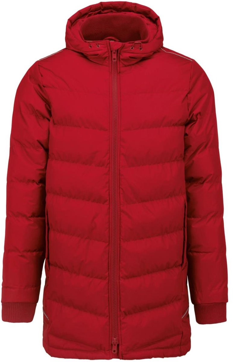 Winterjas Heren Lang – Gewatteerde Pufferjas met Capuchon – Warme Parka Heren – Rood – XXL
