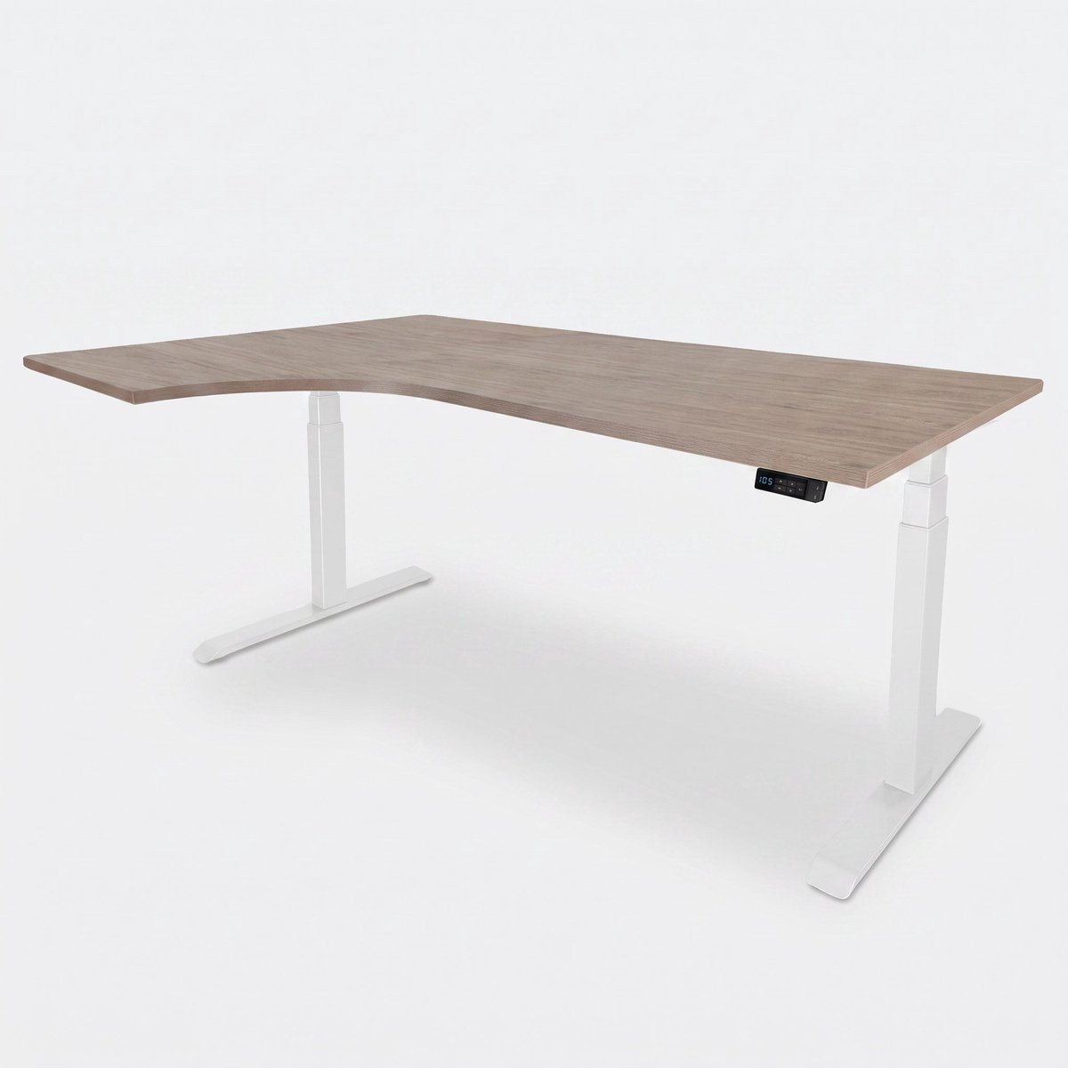 Zit-sta wingbureau elektrisch 180x120cm – Wit, Hickory Noten (Rechts)