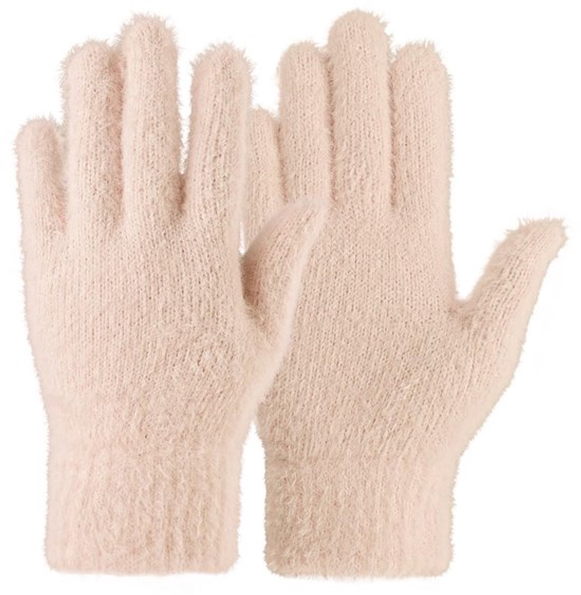 Winterhandschoenen Dames - Kunstwol - Elastisch - Roze/Beige - 20 x 10,5 cm - Comfortabele Draagervaring - Handschoenen
