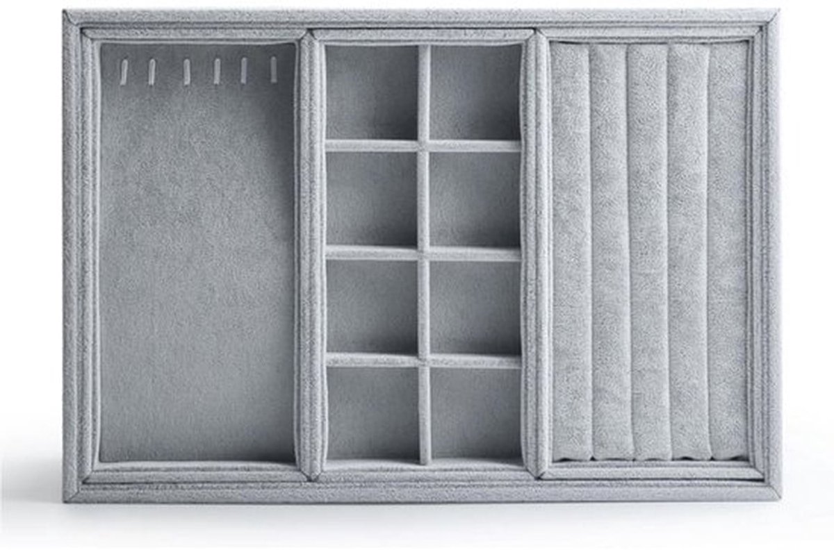 Sieradendoosje Stapelbaar - Sieradenopslag - Organizer - Sieradendisplay voor Ringen/Oorbellen/Halsketting - Hoogwaardig Houtcomposiet - Fluwelen Bekleding - Sieradenopberger