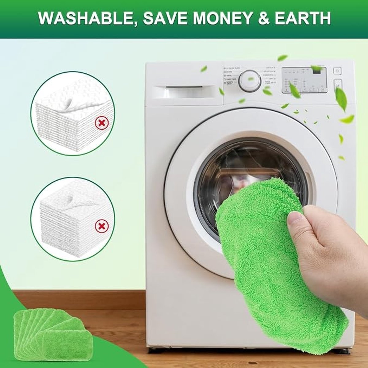 8 Stuks Herbruikbare Microvezel Dweildoeken voor Swiffer Mop - Groen