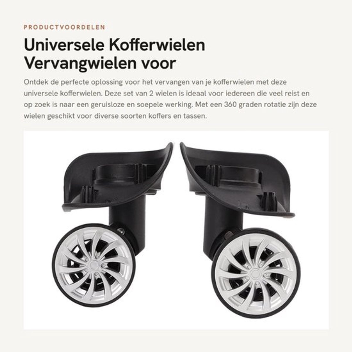 Kofferwiel 360 Graden Rotatie - Universele Vervangset - Geluidsarm - Slijtvast - 2 Stuks - Nylon Materiaal - Bagagewiel