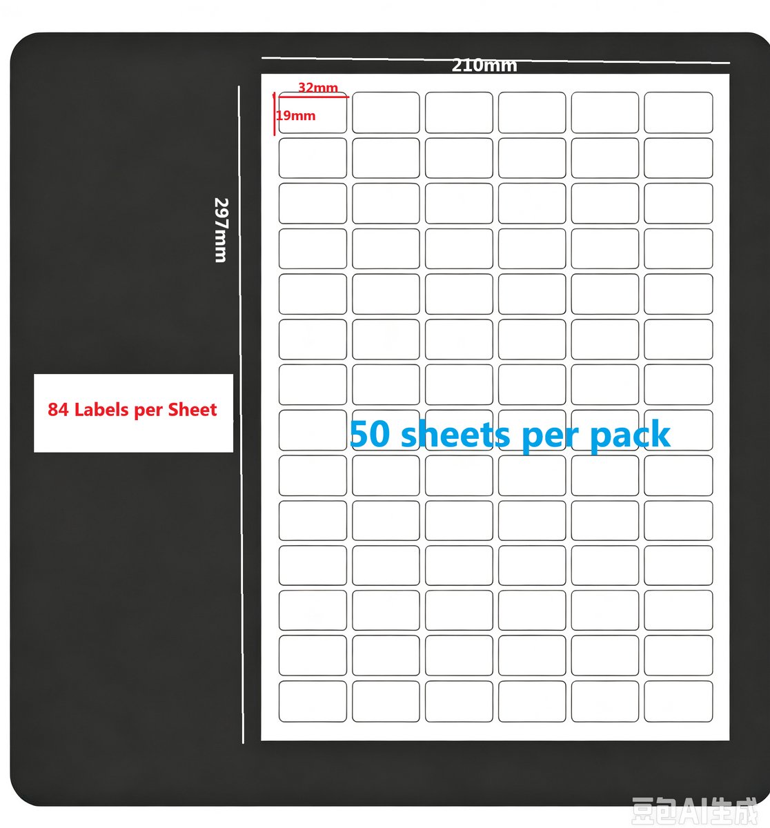 Fyfanie - A4 Mat Zelfklevende Printeretiketten -84 etiketten per vel 32×19 mm-50 vellen per set | Word‑sjabloon meegeleverd