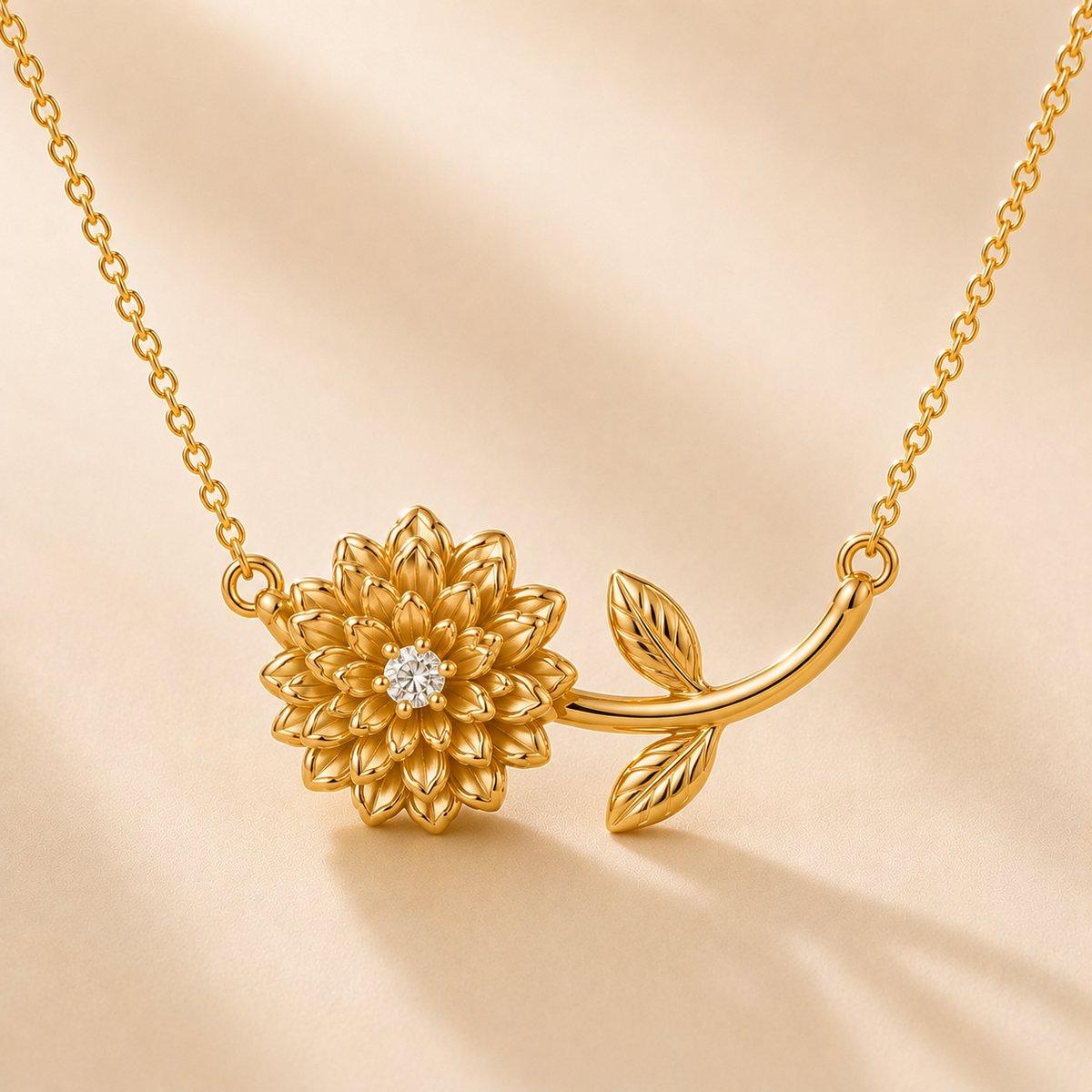 Maevi® Ketting met Geboortebloem & Geboortesteen - Kleur: Goud - Maand: November - Roestvrijstaal / RVS / Stainless Steel - Hoge Kwaliteit - Verkleurt niet - Incl. Luxe Verpakking - Cadeau Dames / Moeder / Mama - Kraamcadeau / Geboortecadeau